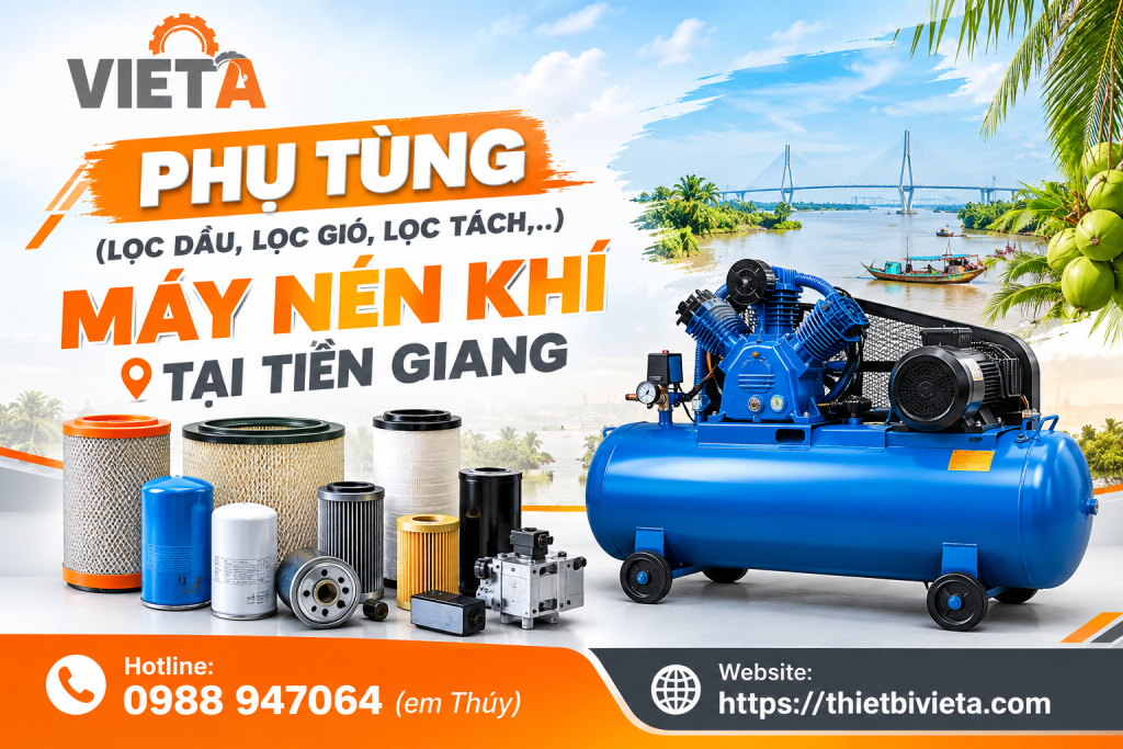 Tổng kho bán phụ tùng (lọc dầu, lọc gió, lọc tách,..) máy nén khí tại Tiền Giang chính hãng