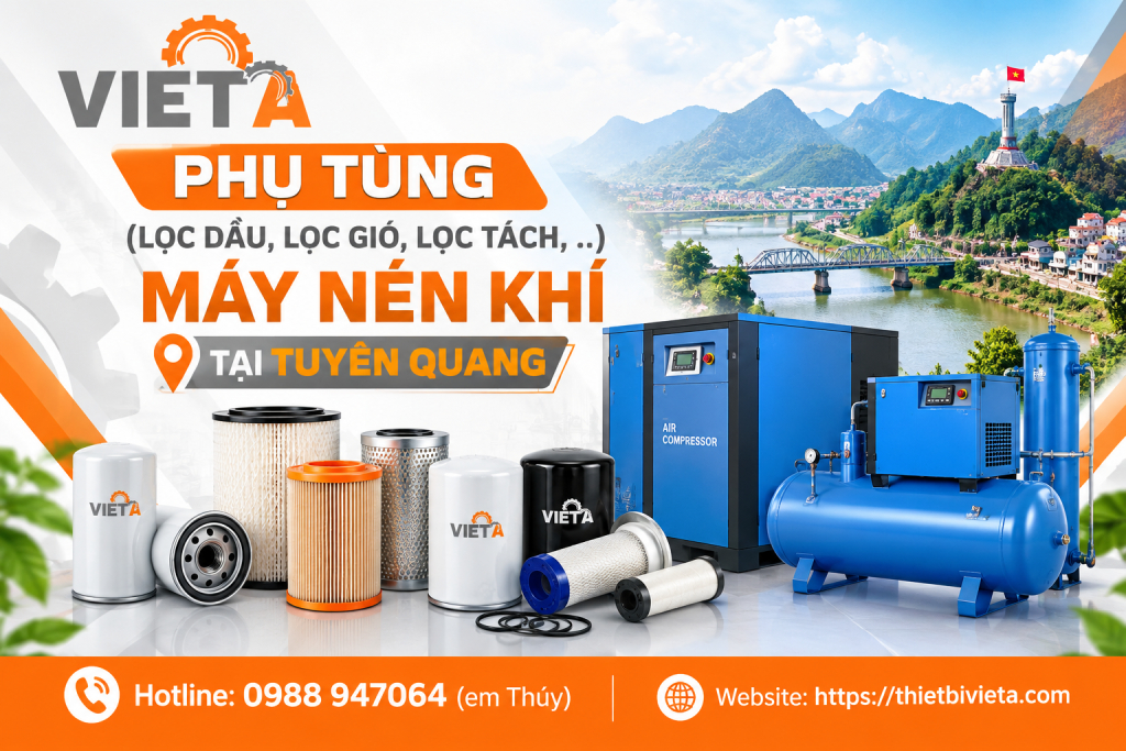 phụ tùng (lọc dầu, lọc gió, lọc tách,..) máy nén khí tại Tuyên Quang