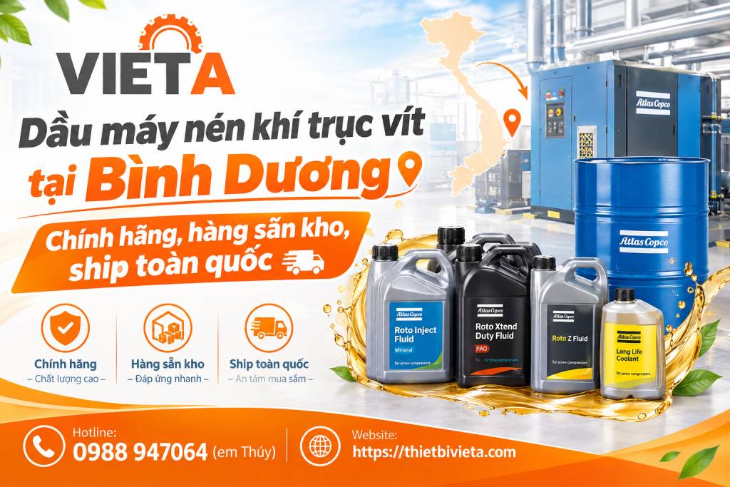 Dầu máy nén khí trục vít tại Bình Dương chính hãng, hàng sẵn kho, ship toàn quốc