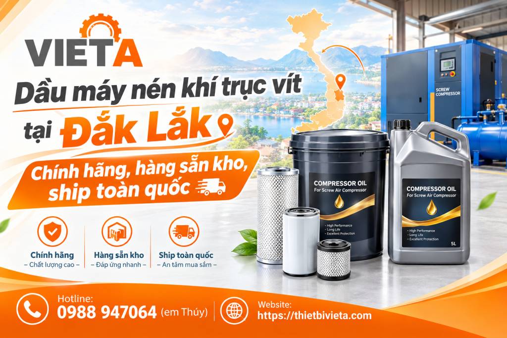 Dầu máy nén khí trục vít tại Đắk Lắk chính hãng, hàng sẵn kho, ship toàn quốc