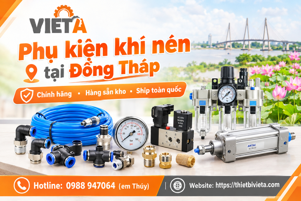 Phụ kiện khí nén tại Đồng Tháp chính hãng, hàng sẵn kho, ship toàn quốc